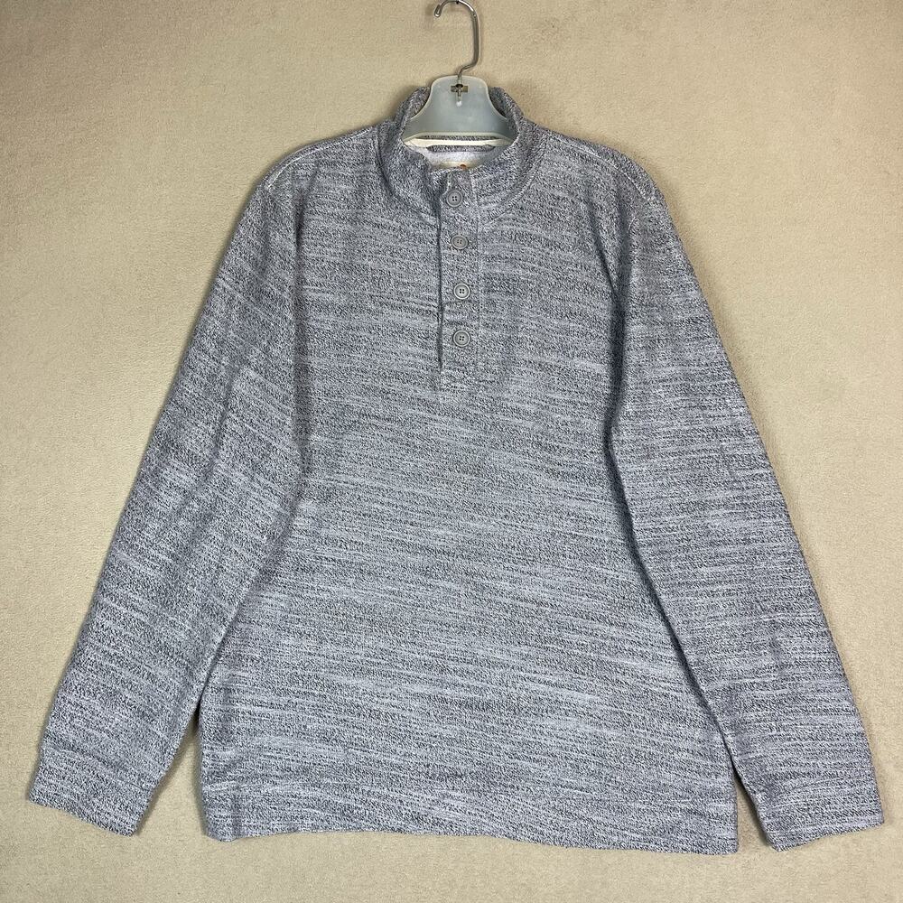Marine Layer Pullover Mens L Gray Henley Long Sleeve Regular Fit Cotton Bland‎